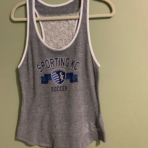 Sporting KC Adidas women’s racer back top gray lace
